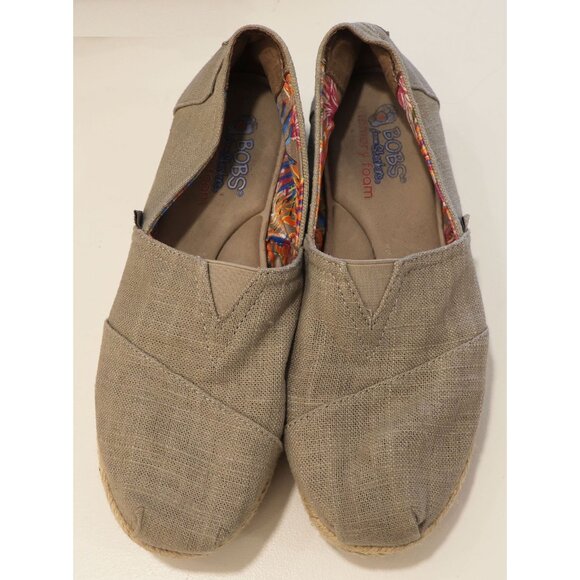 Sketchers Bobs Canvas Espadrille Wedge Grey 9 - Picture 1 of 4